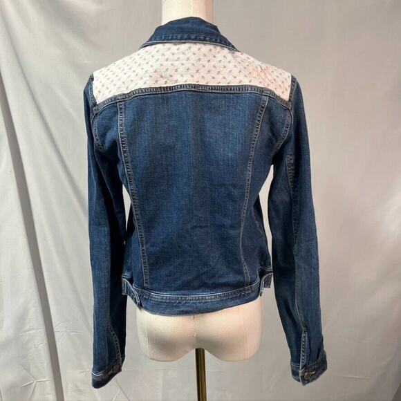 LOFT Denim Jacket Floral Medium wash Pockets Long Sleeve Sz S Classic spring - Picture 10 of 14